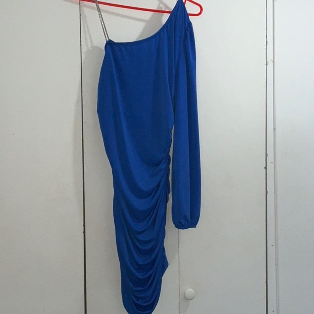 Chic One-Shoulder Blue Dress